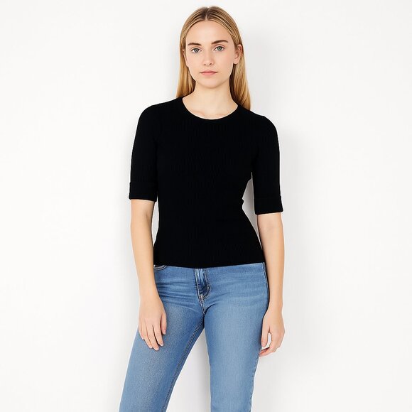 White House Black Market Tops - 2/$30 White House Black Market Ribbed Half Sleeve Knit Tee Small #A0707